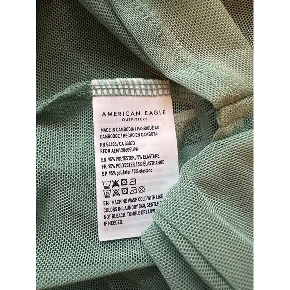 American Eagle Sheer Mesh Long Sleeve Top – Mint Green (M) - Picture 4 of 5